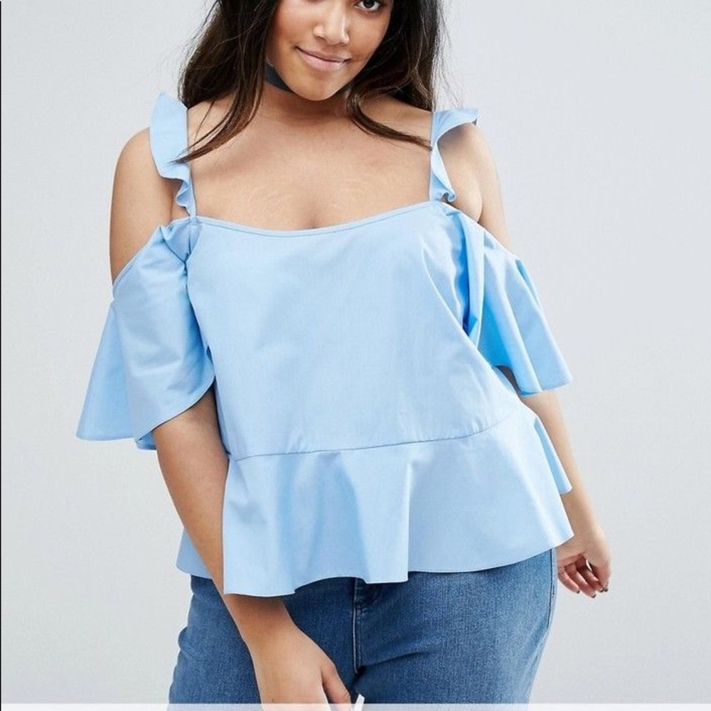 Blue off the shoulder top
